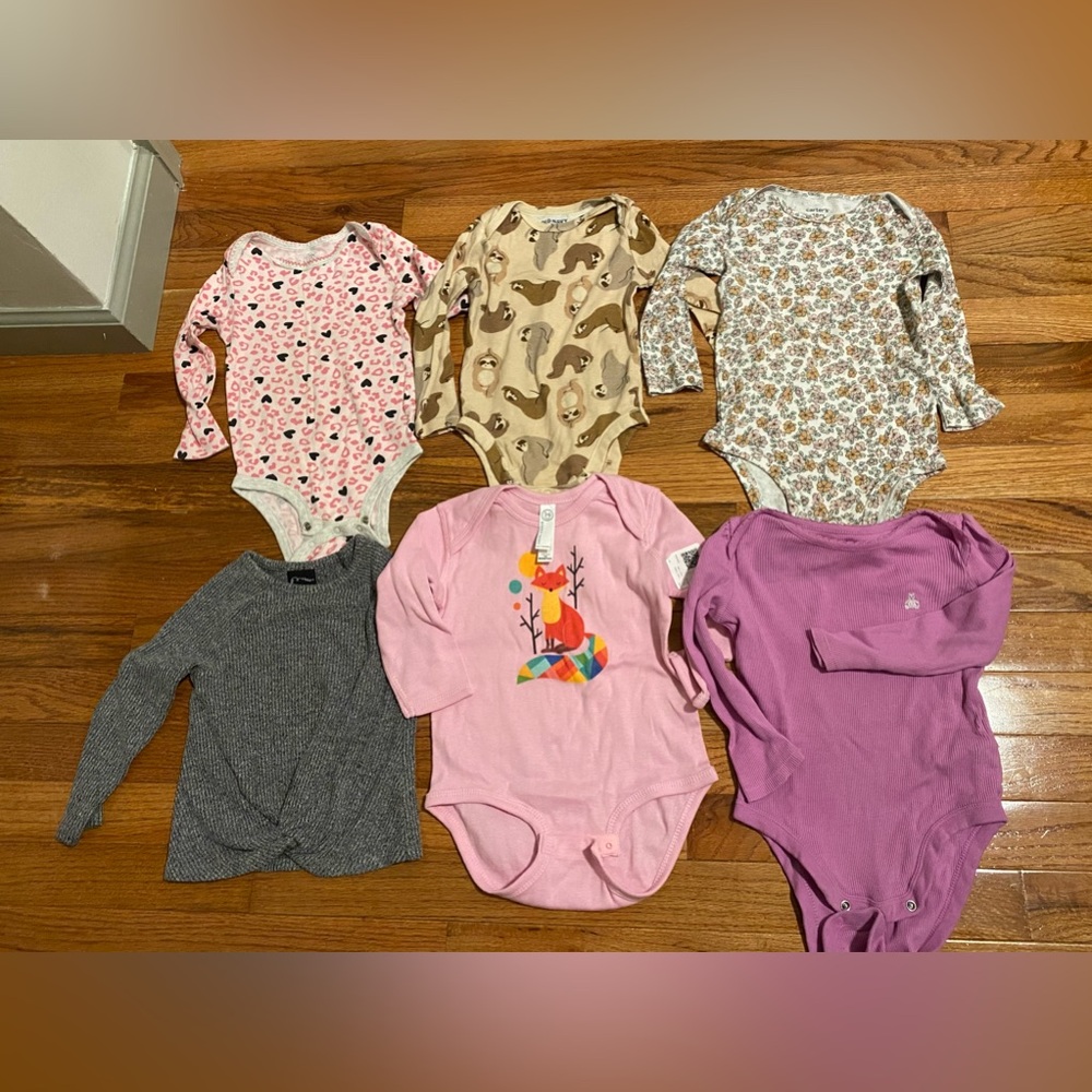 6 toddler baby infant girl long sleeve onesies bodysuits tops gap carters bundle